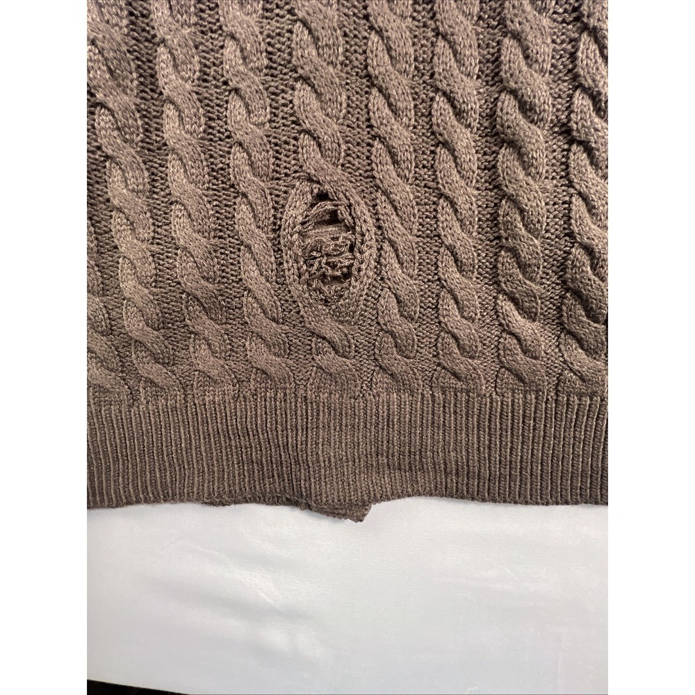 Embroidered Mushroom Frog Distressed Cardigan Sweater Large Brown BNWT Hot topic - Picture 14 of 15